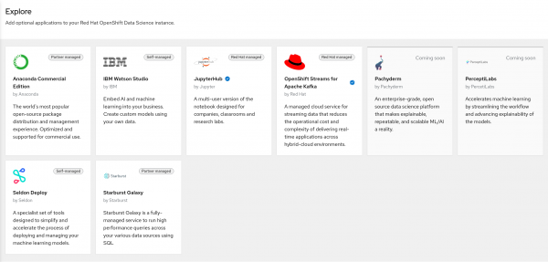 ISV-Ecosystem Explore third-party AI/ML tools available for use with OpenShift Data Science.