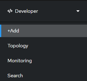 developer context add menu in openshift dashboard