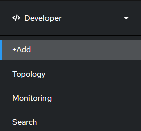 developer_add developer context add menu in openshift dashboard