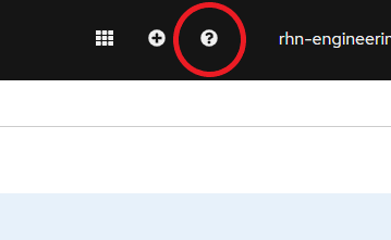 openshift dashboard help icon