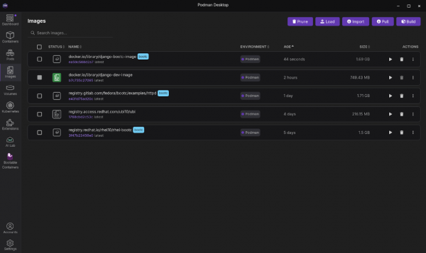 The images screen shows the new image we just created.