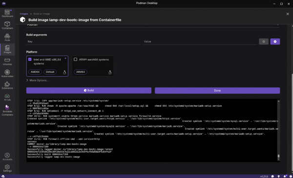 Successfully created image shown in the Images dashboard.