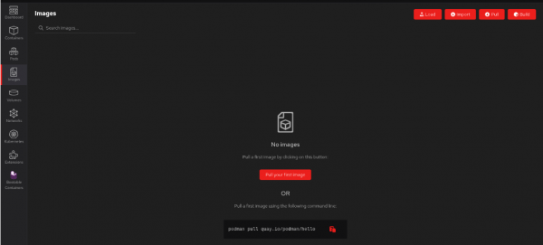 Podman Desktop Images section