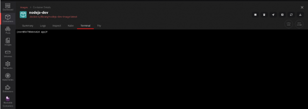 Podman Desktop Terminal screen