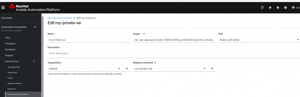 create execution env on automation controller