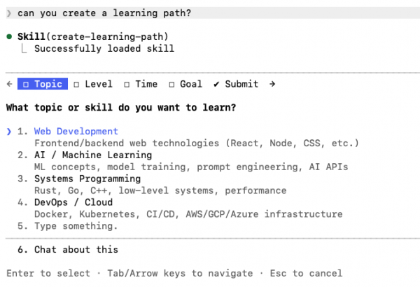 Trigger the learning skill in Claude Code.