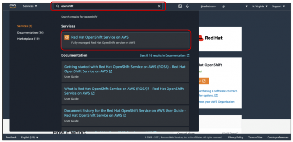 Click the Red Hat OpenShift Service on AWS link.
