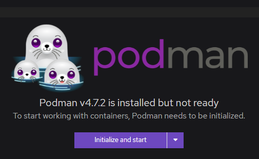 Click the Initialize and Start button to initialize Podman.