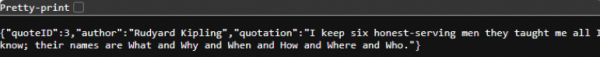 To see the API gateway, data access layer, and database in action, append /gateway/quotes/random to the URL.