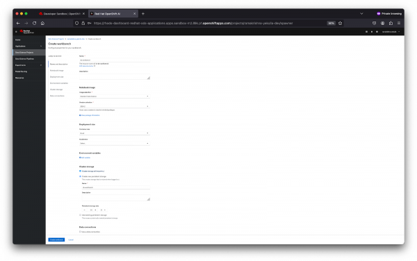 The workbench will select the server image for the Jupyter Notebook.