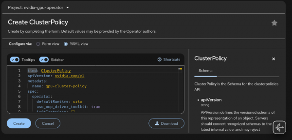 create clusterpolicy instance