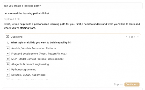 Trigger the learning skill in Cursor.