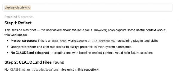 Trigger the revise CLAUDE.md skill in Claude Code.