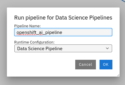 Define the pipeline name and select the runtime in the pop-up window.