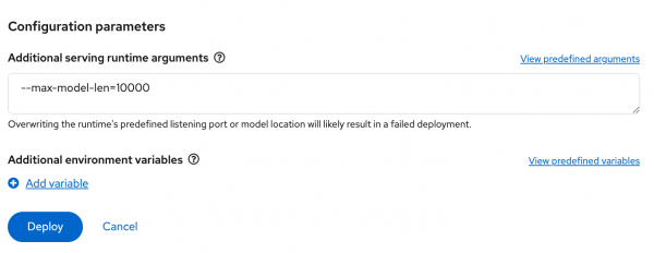 Model server arguments