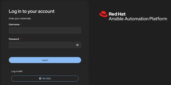 Next to the standard username and password fields is a prominent button labeled "Login with RH SSO," allowing users to delegate authentication to Keycloak.