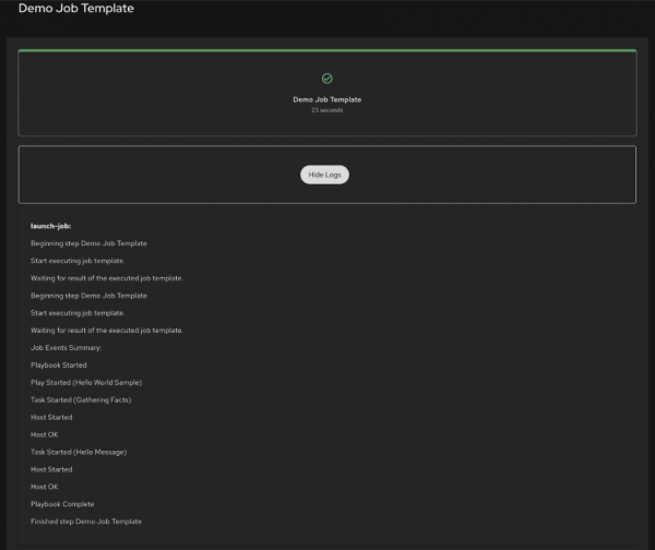 A real-time log streaming window within Developer Hub.