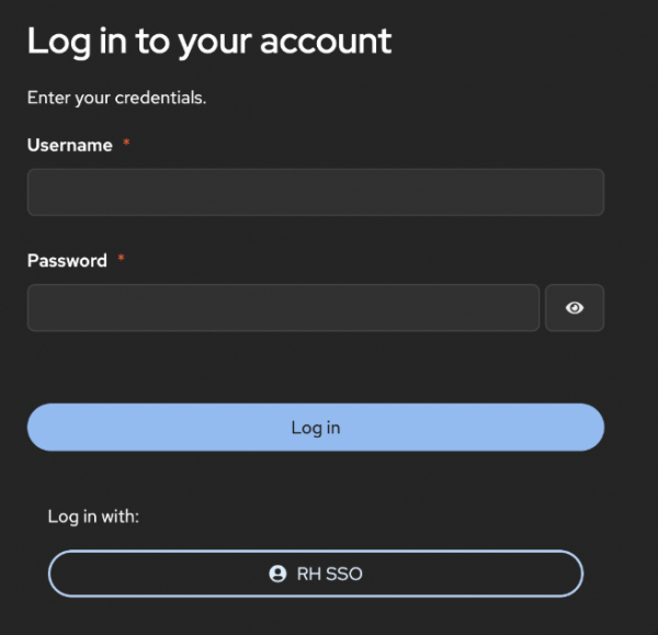 Below the traditional login credentials is a new button for “RH SSO.”