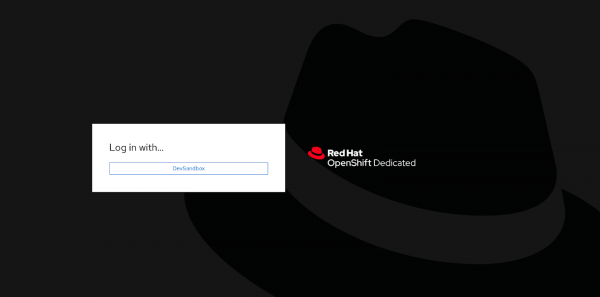 A screenshot of logging in with DevSandbox on the Red Hat OpenShift login screen.