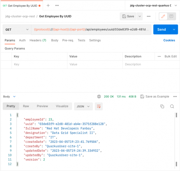 Employee query by uuid in Quarkus service