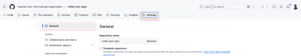 GitHub repository settings