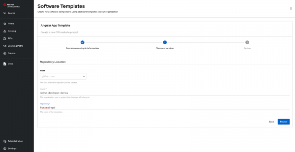 Define the owner and registry in the second form of template.