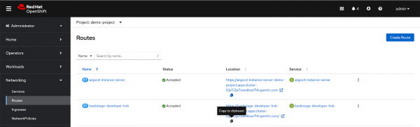 Routes in Red Hat OpenShift.