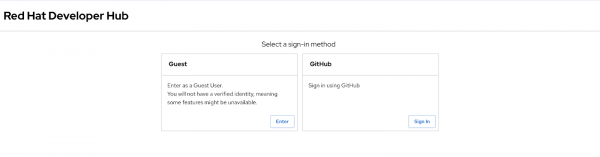 Red Hat Developer Hub login page