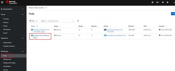 PostgreSQL pod in OpenShift