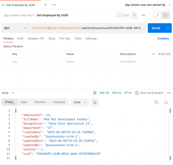 Fetching the employee's internal identifier based on its uuid