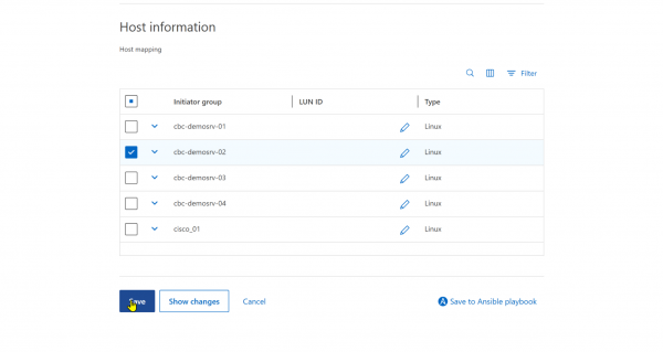 Select the boot LUN in the NetAPP ONTAP interface.