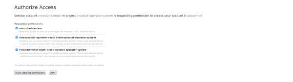 Screenshot showing how to check and accept permission requests.