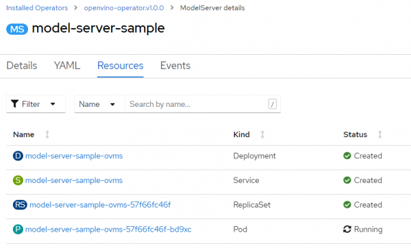 Screenshot showing resources for model deployment