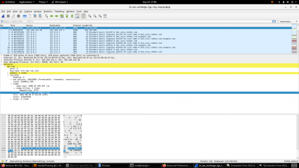 Screenshot showing Kerberos authentication flow