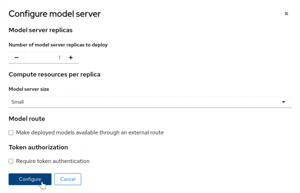 Figure 6: Configure the model server.