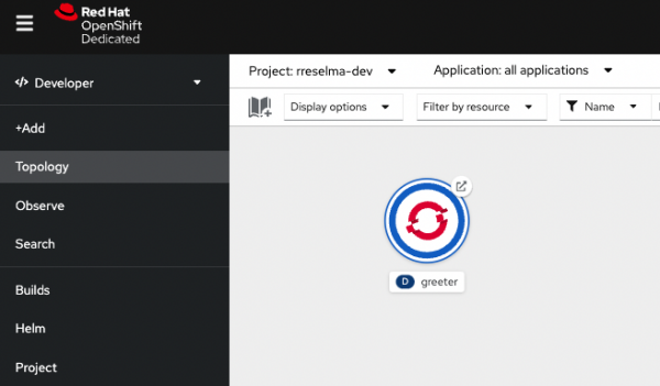 Applications installed using the oc CLI tool will appear in the Topology page of the OpenShift Developer Sandbox