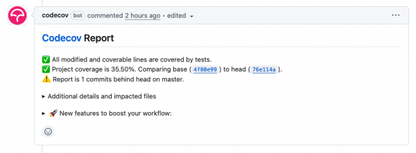 CodeCov report and test coverage.