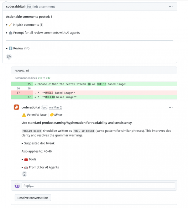 Suggestions by coderabbit in the README.md.