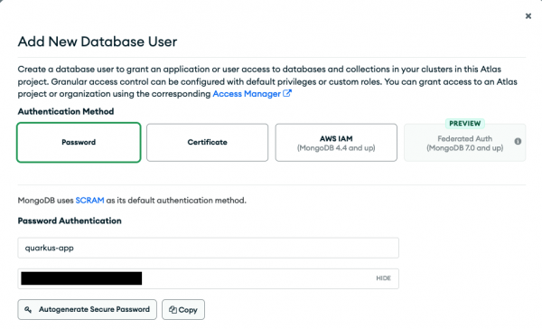 MongoDB Atlas WebUI Create New User Form Section 1