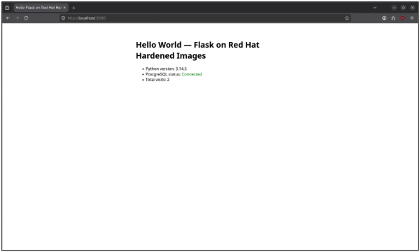 Browser pointing to http://localhost:8080