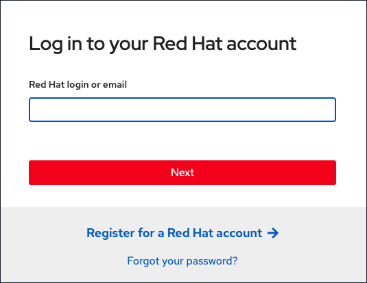 Log into the OpenShift web console with the username and password associated with your Red Hat account.