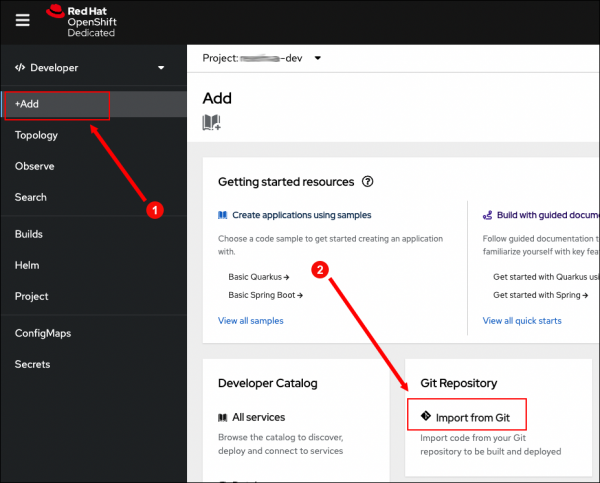 Install an application in OpenShift using source code stored in a GitHub repository.