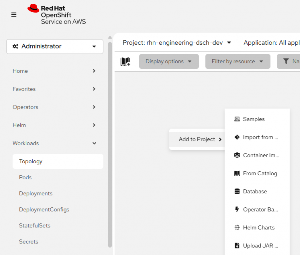 Select Container images to open the Deploy images web page and install an application from a container image.