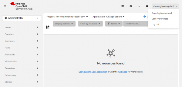You access Command Line Tools by clicking the question mark in the upper right of the OpenShift web console.