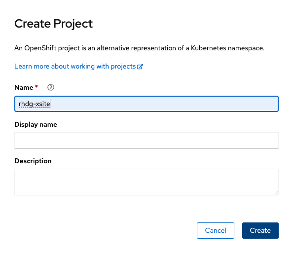 Create the project on both sites