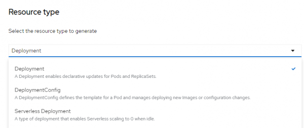 Select Deployment as the Resource type.