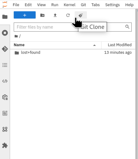 Illustration of a Git Clone option from the toolbar.