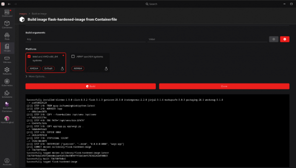 When "Successfully tagged", built, and tagged again appears, your image was built successfully.