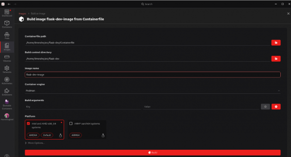 Fill in the information needed to build the flask-dev-image.