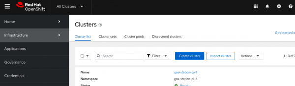 Picture of OpenShift UI for importing a new cluster
